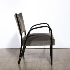  Hughes Steiner Mid Century Modern Ebonized Walnut Brass Spring Back Chairs by Hughes Steiner - 2909493