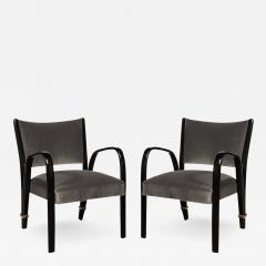  Hughes Steiner Mid Century Modern Ebonized Walnut Brass Spring Back Chairs by Hughes Steiner - 2910768