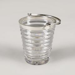  Hukin Heath Hukin Heath rimmed crystal ice bucket with silver hallmarked rim and handle - 4523267
