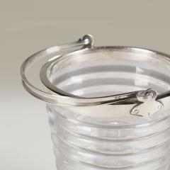  Hukin Heath Hukin Heath rimmed crystal ice bucket with silver hallmarked rim and handle - 4523274