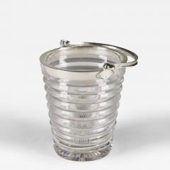  Hukin Heath Hukin Heath rimmed crystal ice bucket with silver hallmarked rim and handle - 4523601