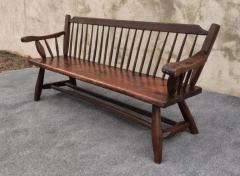  Hunt Country Furniture Vintage Hunt Country Furniture Carved Mixed Woods Bench Spindled Back Cedar - 3975293