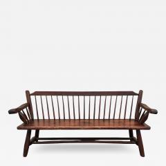  Hunt Country Furniture Vintage Hunt Country Furniture Carved Mixed Woods Bench Spindled Back Cedar - 3976691