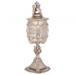  Hunt Roskell Large antique Victorian silver loving cup and cover - 3488819