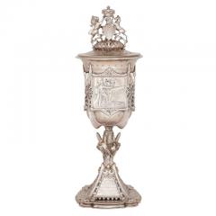  Hunt Roskell Large antique Victorian silver loving cup and cover - 3488820