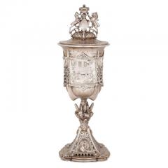  Hunt Roskell Large antique Victorian silver loving cup and cover - 3488822