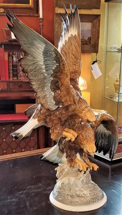  Hutschenreuther 20C Selb German Porcelain Pair of Golden Eagles Sculpture - 2021548