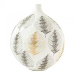  Hutschenreuther Hutschenreuther Vase Porcelain White Black Gold Leaf Pattern Signed - 2817082