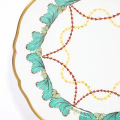  Hutschenreuther Set of 16 Turquoise 24K Gilt Border Porcelain Dinner Plates by Hutschenreuther - 4654296