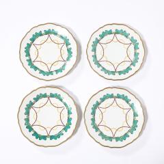  Hutschenreuther Set of 16 Turquoise 24K Gilt Border Porcelain Dinner Plates by Hutschenreuther - 4654314