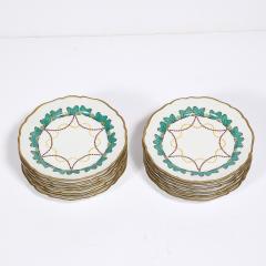  Hutschenreuther Set of 16 Turquoise 24K Gilt Border Porcelain Dinner Plates by Hutschenreuther - 4654336