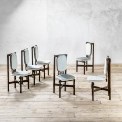  ISA Bergamo I S A Italy 20th Century Leonardo Fiori for ISA Bergamo Set of Six Wooden Chairs 60s - 3915680