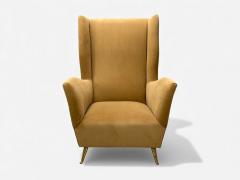  ISA Bergamo I S A Italy ISA Bergamo Camel Velvet Bronze Wingback Chairs Italy 1950s - 4434120