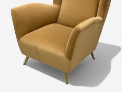  ISA Bergamo I S A Italy ISA Bergamo Camel Velvet Bronze Wingback Chairs Italy 1950s - 4434122