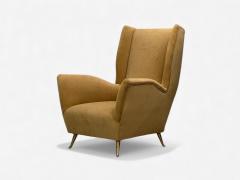  ISA Bergamo I S A Italy ISA Bergamo Camel Velvet Bronze Wingback Chairs Italy 1950s - 4434123