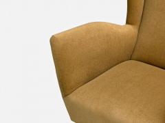  ISA Bergamo I S A Italy ISA Bergamo Camel Velvet Bronze Wingback Chairs Italy 1950s - 4434124