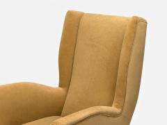  ISA Bergamo I S A Italy ISA Bergamo Camel Velvet Bronze Wingback Chairs Italy 1950s - 4434127