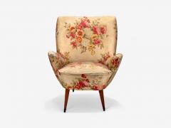  ISA Bergamo I S A Italy ISA Bergamo Fabric Wood Brass Organic Lounge Chairs Italy 1950s - 4349903