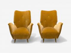  ISA Bergamo I S A Italy ISA Bergamo Italian Mid Century Bronze Camel Mohair Lounge Chairs 1950s - 4041219