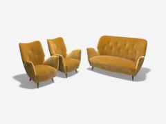  ISA Bergamo I S A Italy ISA Bergamo Italian Mid Century Bronze Camel Mohair Lounge Chairs 1950s - 4041233