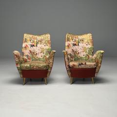  ISA Bergamo I S A Italy ISA Bergamo Italian Mid Century Modern Lounge Chairs Bronze Oriental Fabric - 3839857