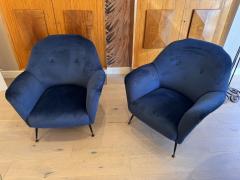  ISA Bergamo I S A Italy ISA Bergamo blue velvet armchairs - 4095114