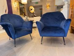  ISA Bergamo I S A Italy ISA Bergamo blue velvet armchairs - 4095117