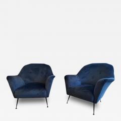  ISA Bergamo I S A Italy ISA Bergamo blue velvet armchairs - 4097710