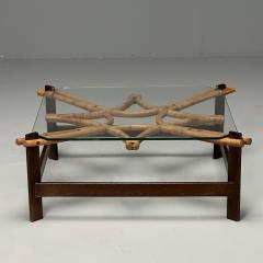  ISA Bergamo I S A Italy ISA Italian Mid Century Modern Square Coffee Table Wood Bamboo Cane 1980s - 3837249