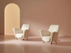  ISA Bergamo I S A Italy Ico Parisi velvet and brass armchairs by Isa Bergamo Italy 1950s - 3696553