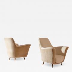  ISA Bergamo I S A Italy Ico Parisi velvet and brass armchairs by Isa Bergamo Italy 1950s - 3699301