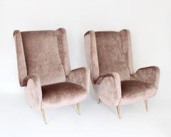  ISA Bergamo I S A Italy Italian Pair of Tall Lounge Wingback Chairs ISA Bergamo Italy - 4323393