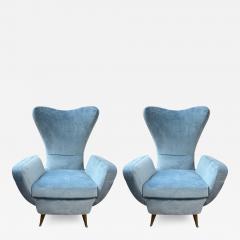  ISA Bergamo I S A Italy Pair Of Italian Modern Gio Ponti Inspired Lounge Chairs - 4327661