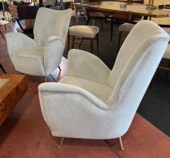  ISA Bergamo I S A Italy Pair of Italian Mid Century Modern Lounge Chairs by Isa Bergamo Att Gio Ponti - 3014351