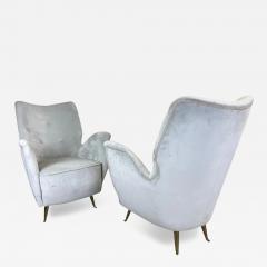  ISA Bergamo I S A Italy Pair of Italian Mid Century Modern Lounge Chairs by Isa Bergamo Att Gio Ponti - 3015059