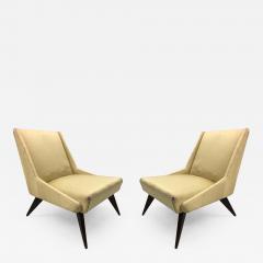  ISA Bergamo I S A Italy Pair of Italian Mid Century Modern Lounge Slipper Chairs by ISA 1950 - 1724834