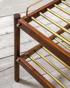  ISA Bergamo I S A Italy Pair of Luggage Racks ISA in Brass and Wood from Naples Hotel 50s - 2333745