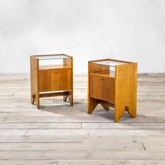  ISA Bergamo I S A Italy Pair of Night Stands by ISA Bergamo in Wood Glass and Brass - 2454566