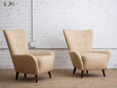  ISA Bergamo I S A Italy Petite Italian Armchairs in Linen and Leather a Pair - 3743786