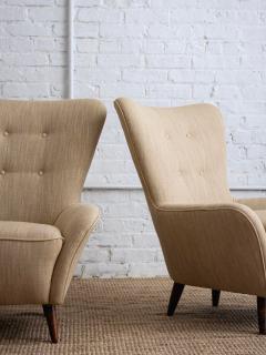  ISA Bergamo I S A Italy Petite Italian Armchairs in Linen and Leather a Pair - 3743792