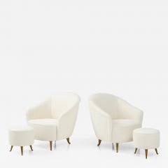  ISA Bergamo I S A Italy Rare Pair of Armchairs with Matching Ottomans by ISA Bergamo - 2350021