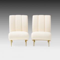  ISA Bergamo I S A Italy Rare Pair of Lounge or Slipper Chairs in Ivory Boucl by ISA Bergamo - 2842913