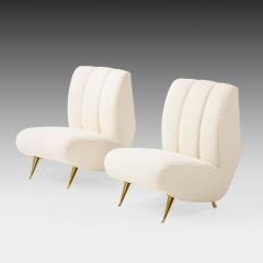  ISA Bergamo I S A Italy Rare Pair of Lounge or Slipper Chairs in Ivory Boucl by ISA Bergamo - 2842914