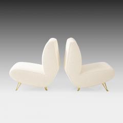  ISA Bergamo I S A Italy Rare Pair of Lounge or Slipper Chairs in Ivory Boucl by ISA Bergamo - 2842915