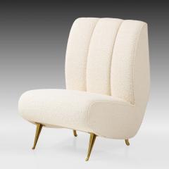  ISA Bergamo I S A Italy Rare Pair of Lounge or Slipper Chairs in Ivory Boucl by ISA Bergamo - 2842919
