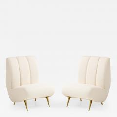  ISA Bergamo I S A Italy Rare Pair of Lounge or Slipper Chairs in Ivory Boucl by ISA Bergamo - 2846275