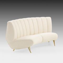  ISA Bergamo I S A Italy Rare Set of Curved Settee and Pair of Lounge Chairs in Ivory Boucl  - 2832477