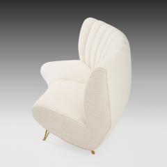  ISA Bergamo I S A Italy Rare Set of Curved Settee and Pair of Lounge Chairs in Ivory Boucl  - 2832479