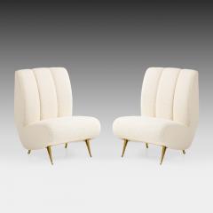  ISA Bergamo I S A Italy Rare Set of Curved Settee and Pair of Lounge Chairs in Ivory Boucl  - 2832482