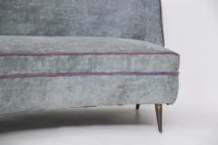  ISA Bergamo I S A Italy Vintage Sofa in Light Blue and Purple Velvet by Isa Bergamo - 3646711